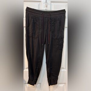 Anthropologie The Nomad Joggers Womens Sz L Black Pull-On Drawstring Cargo Pants